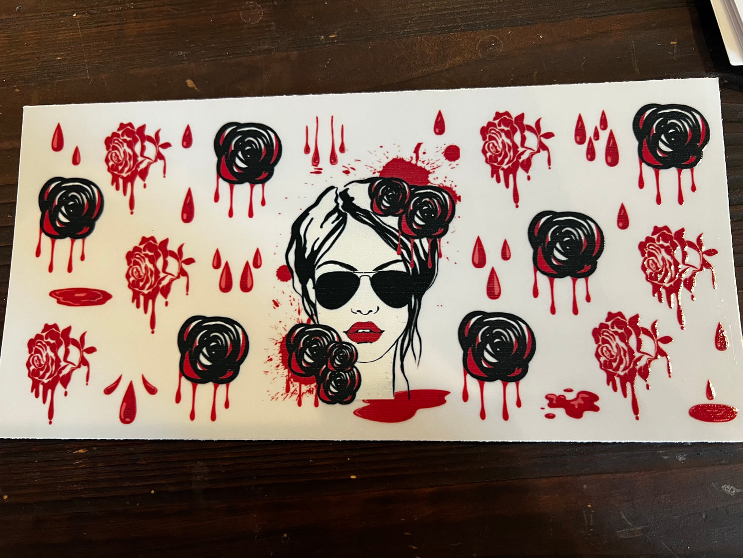 Bloody roses and woman wrap