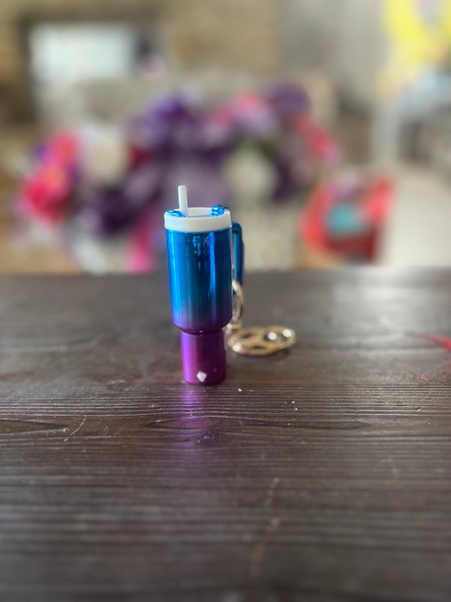 Shiny tumbler chapstick keychains