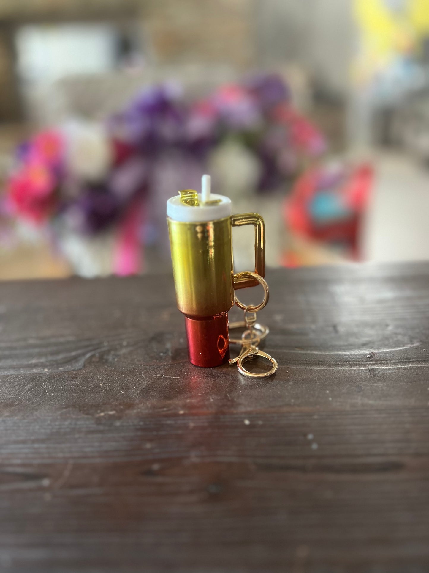 Shiny tumbler chapstick keychains