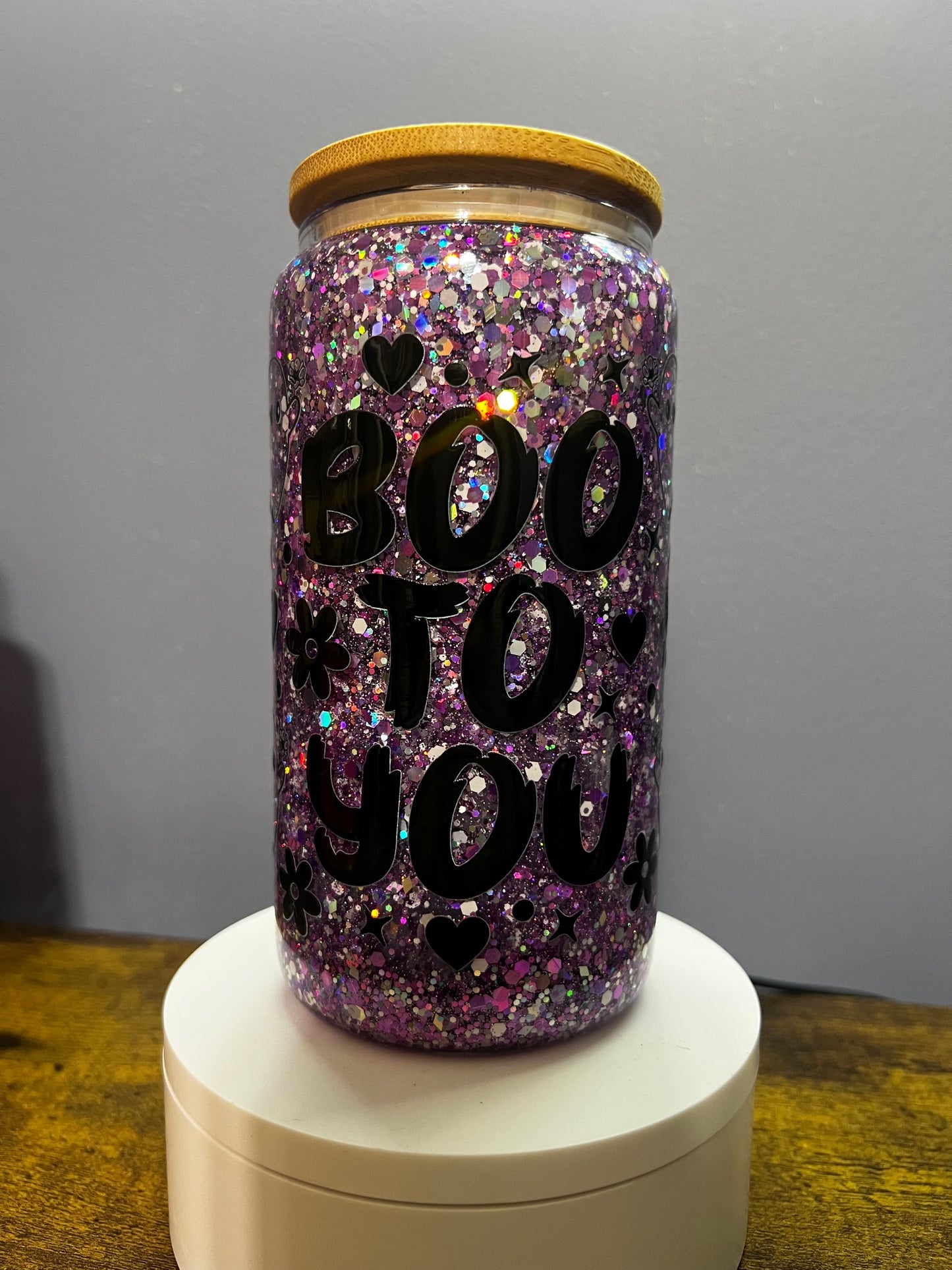 boo to you glass glitter snowglobe