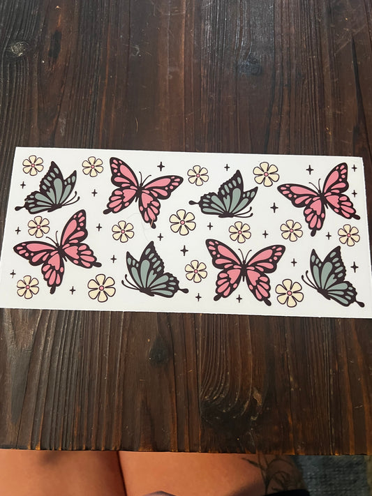 Green and pink butterflies wrap