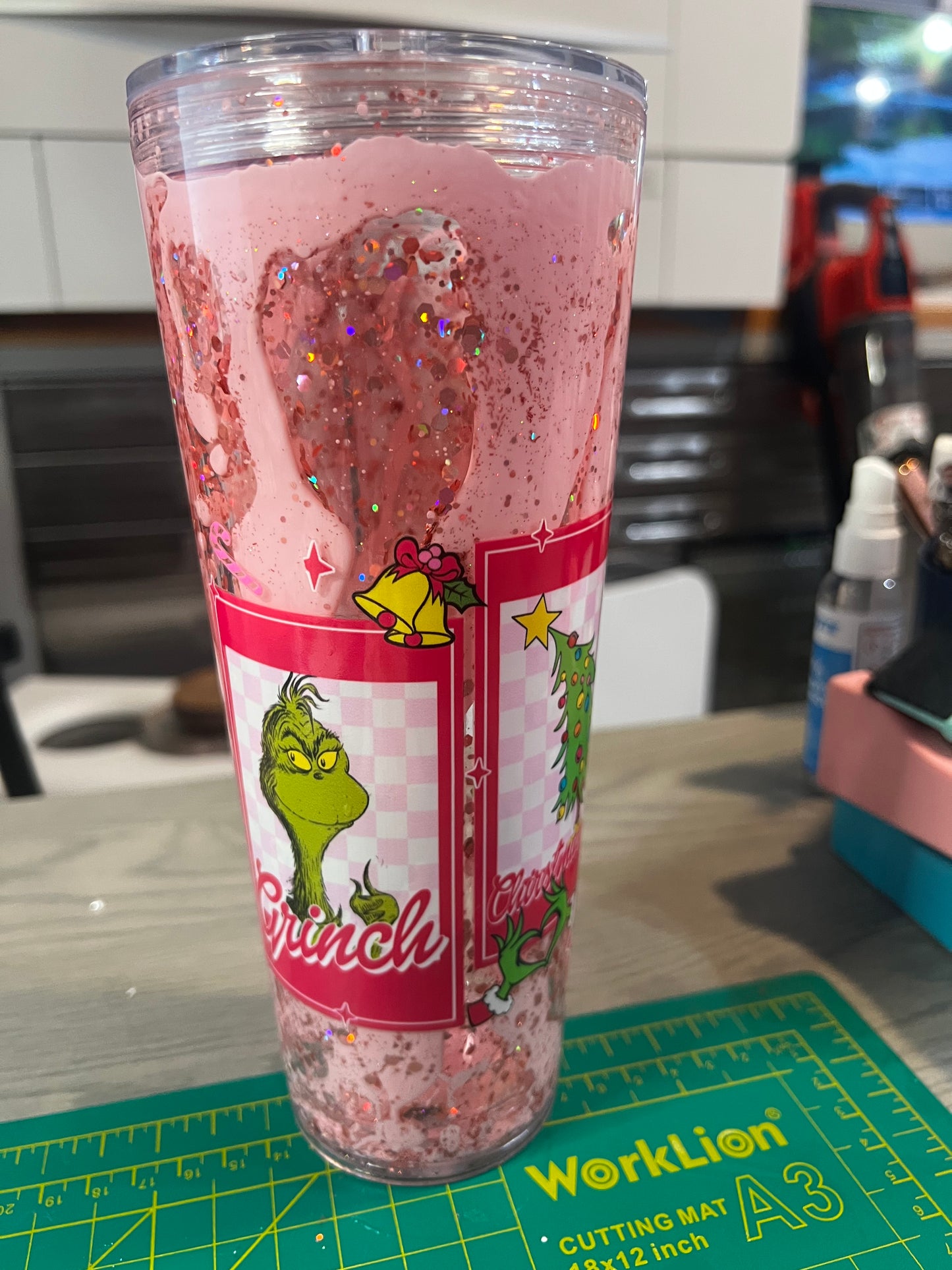 Pink lava 24oz grinch tumbler
