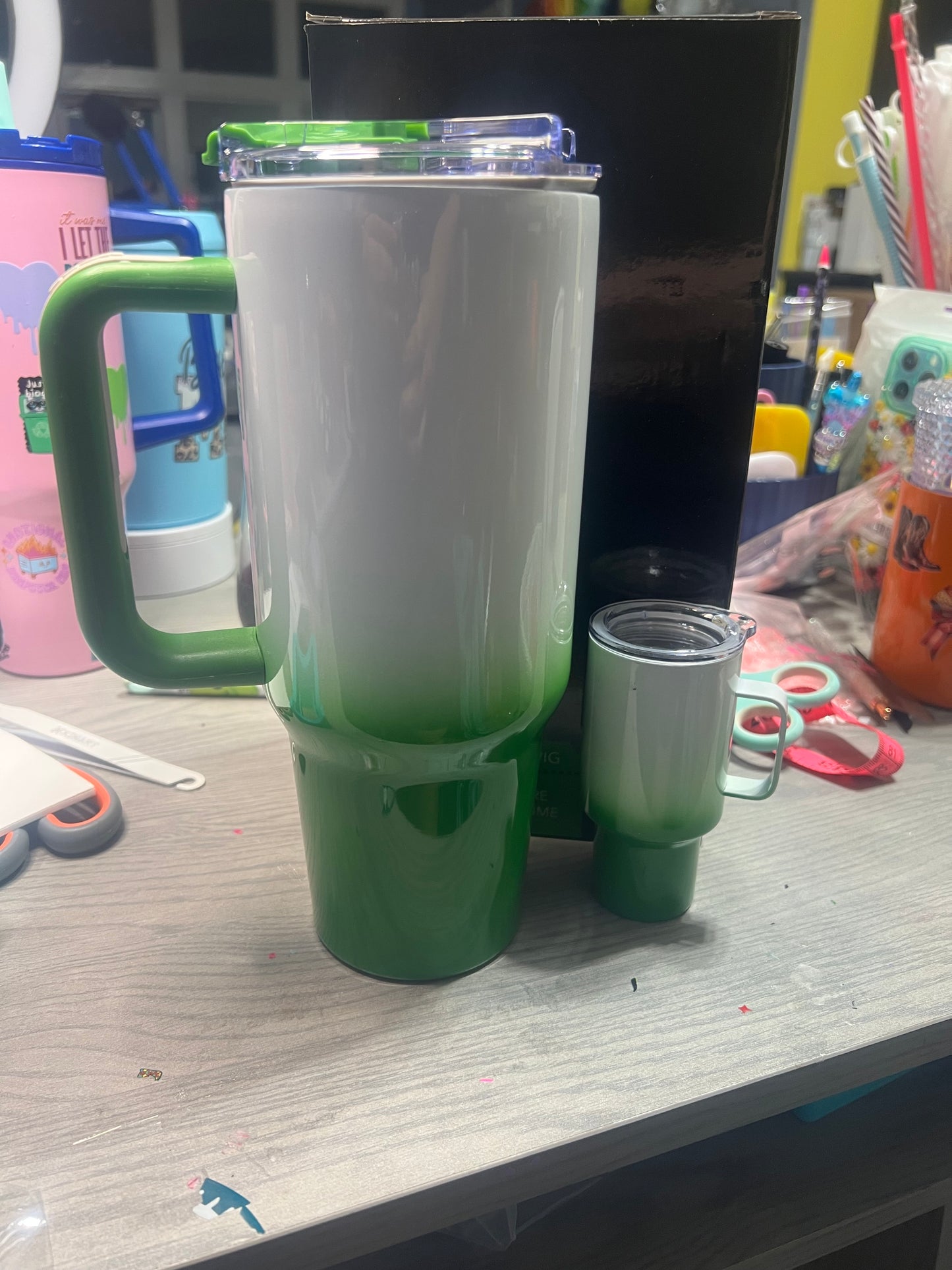 40 oz big swig ombre with 4oz shot glass