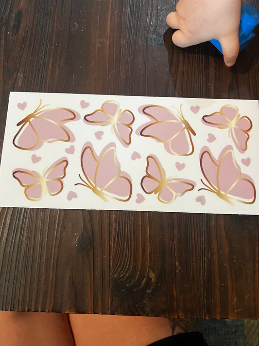 Pink and gold butterflies wrap
