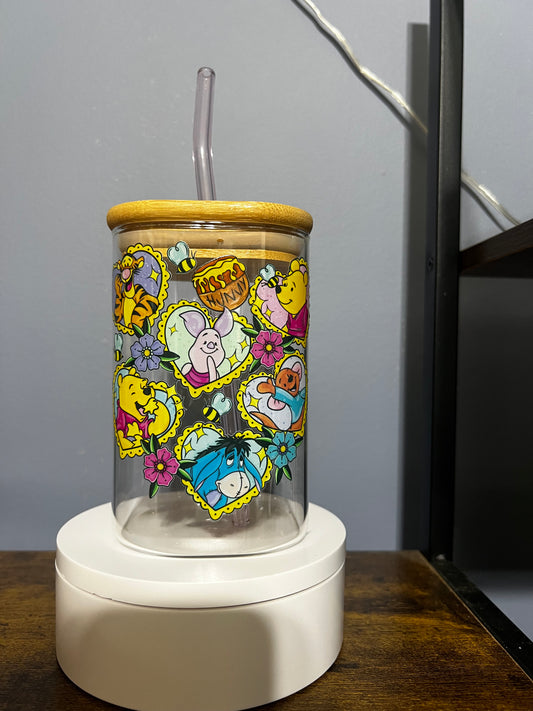 Glass coffee cup w/winnie the Pooh