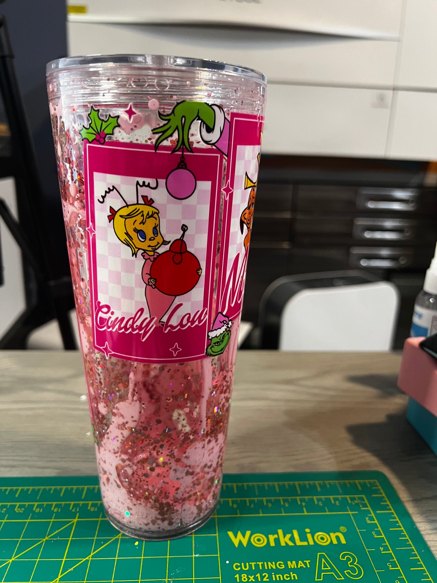 Pink lava 24oz grinch tumbler
