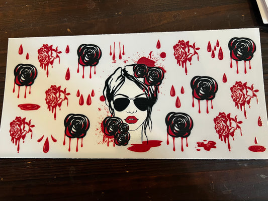 Bloody roses and woman wrap