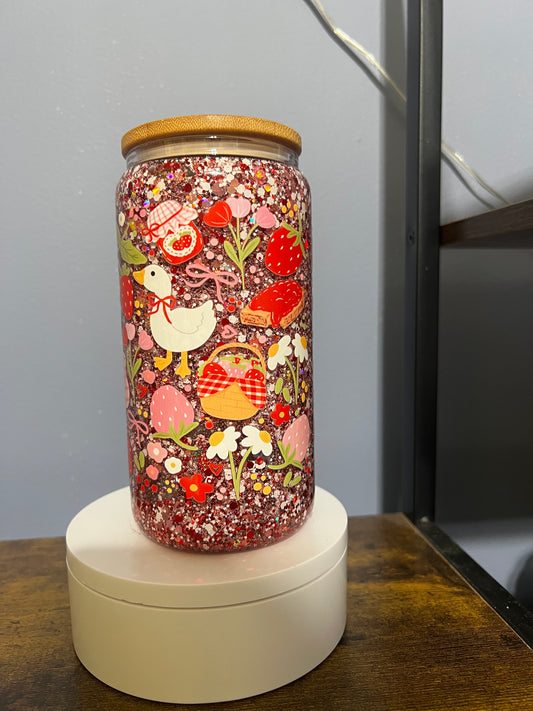 Strawberry glitter snow globe