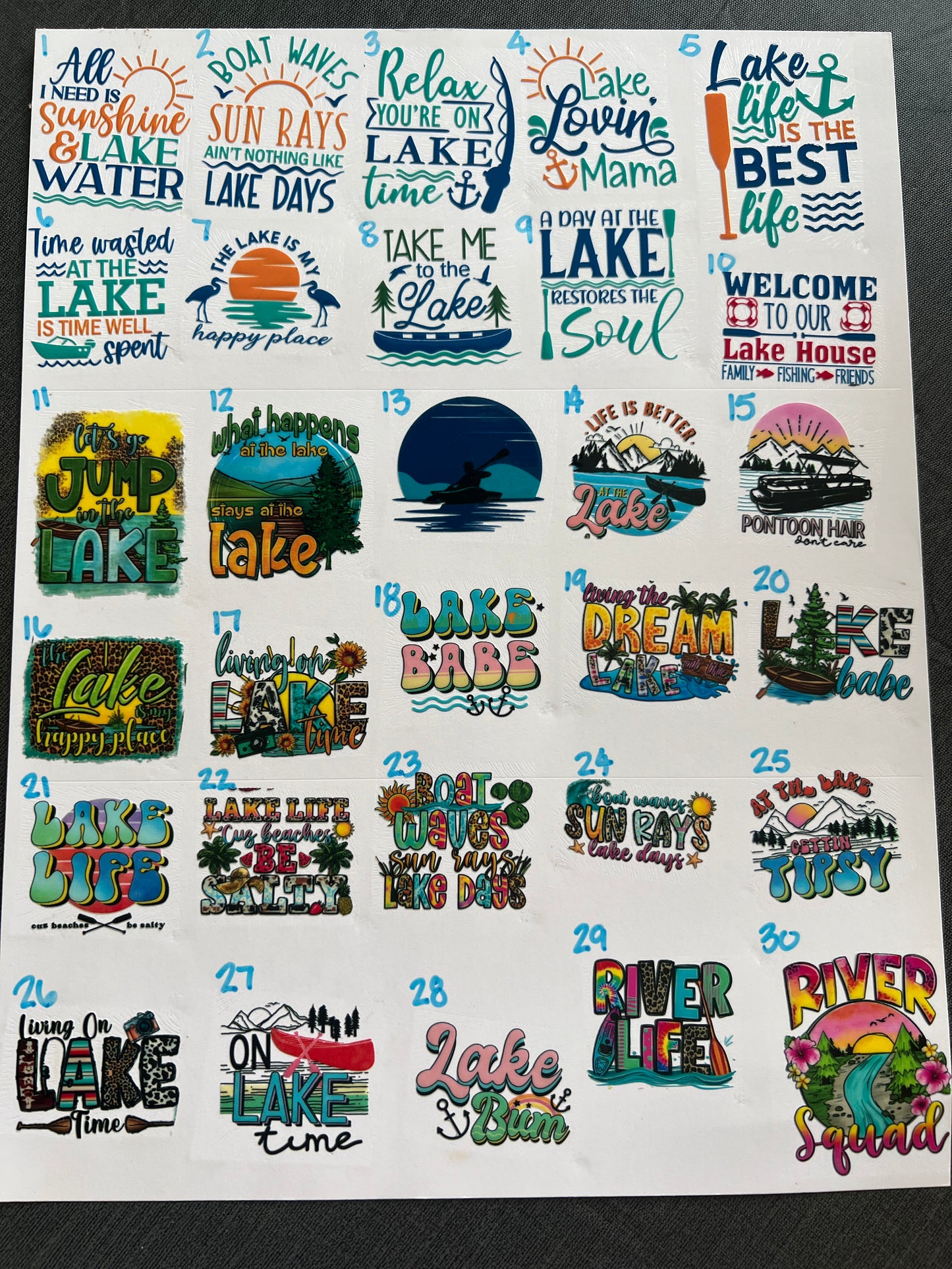 5in lake life UVDTF decals