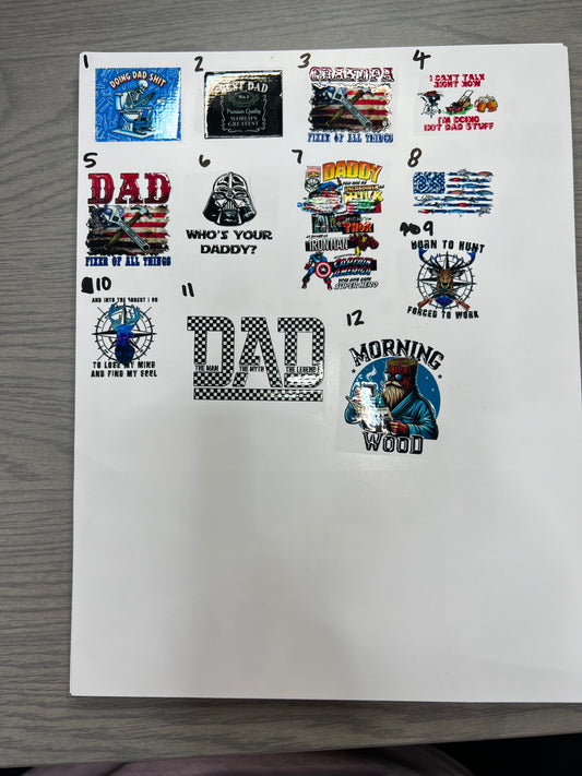 5in Dad UVDTF decals