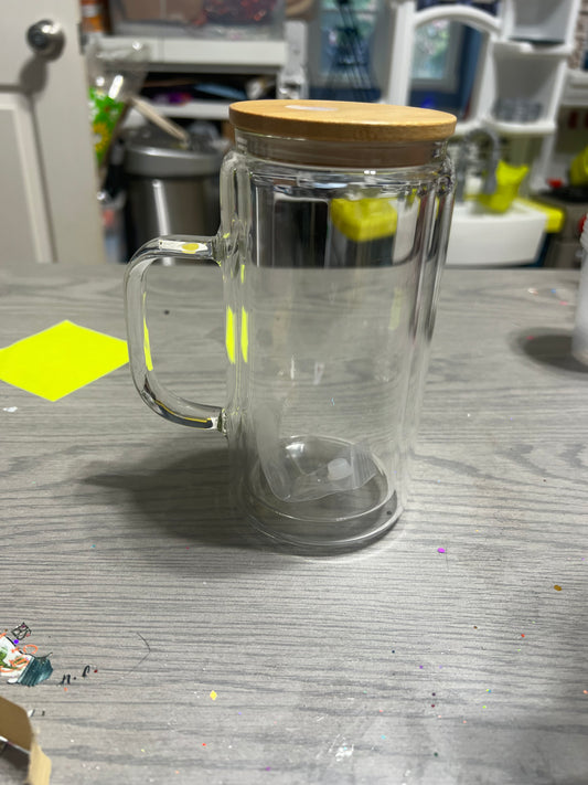 16oz glass snowglobe tumbler