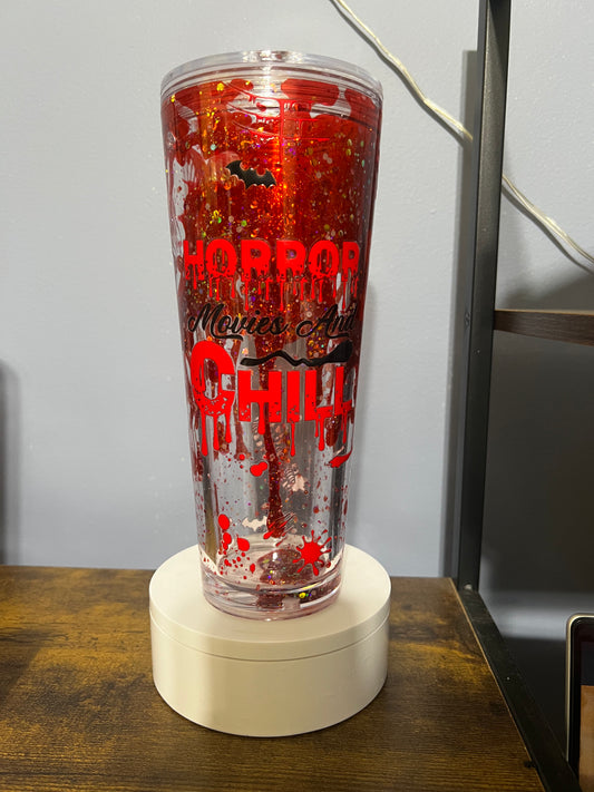 Horror movies and chill lava drip tumbler