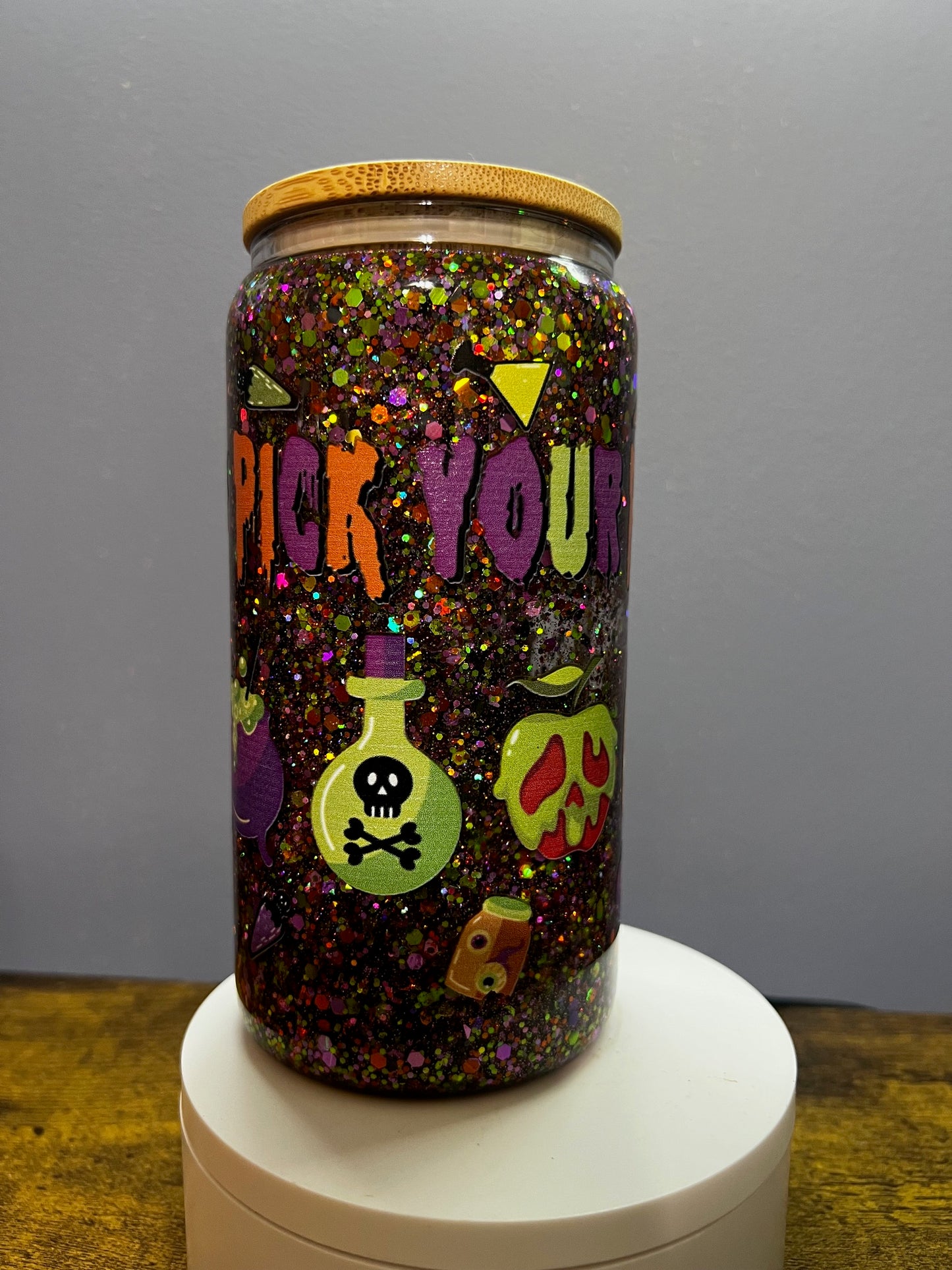 Pick your poison glitter snowglobe