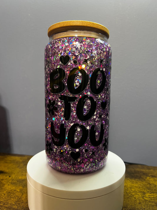 boo to you glass glitter snowglobe