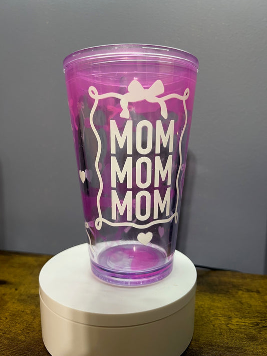 Pink mom lava drip tumbler