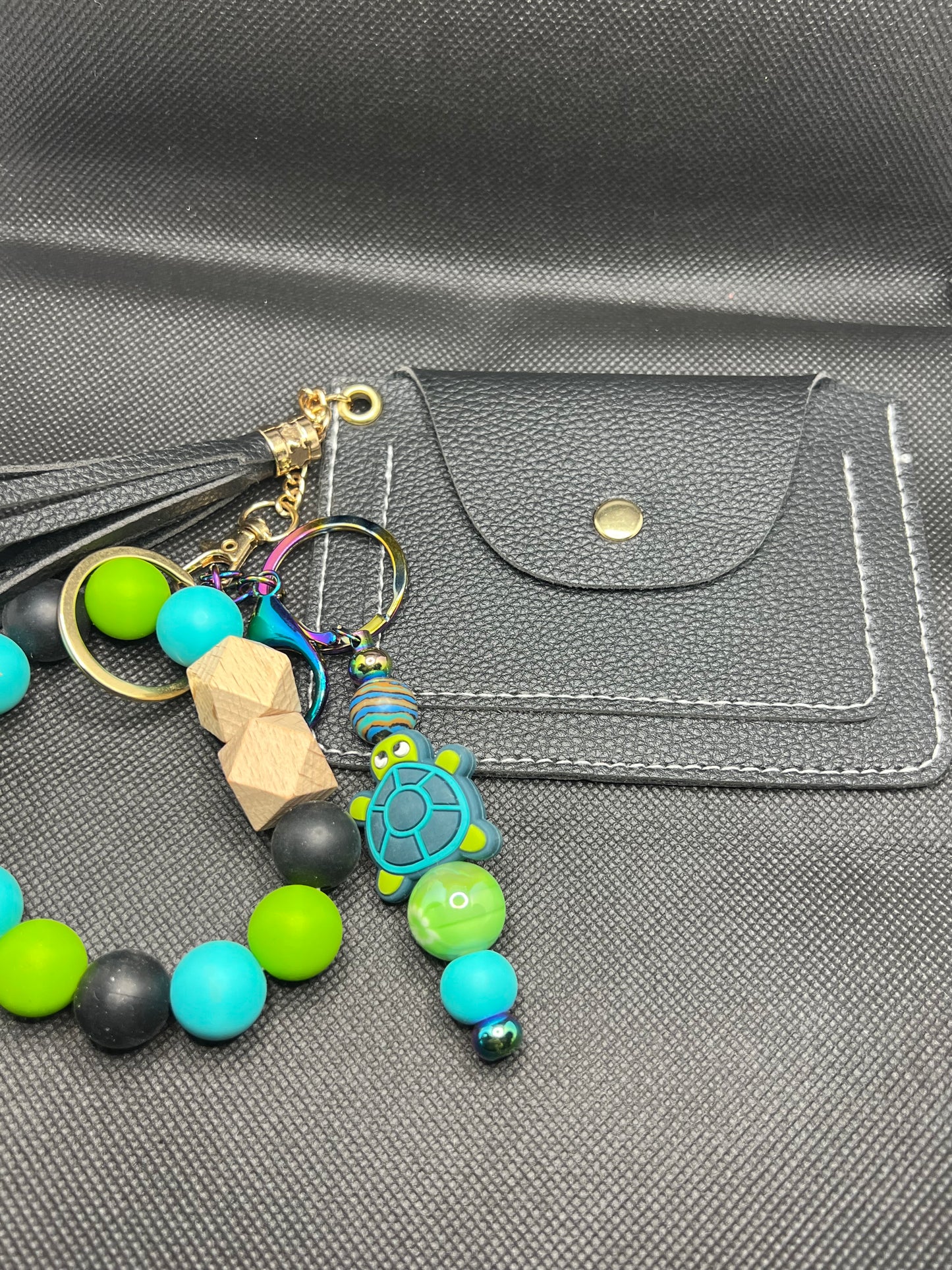 Beaded Wristlet and Keychain with Wallet