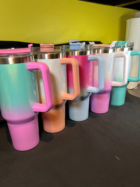 40 oz Holographic/Glitter Steel Mug with Handle